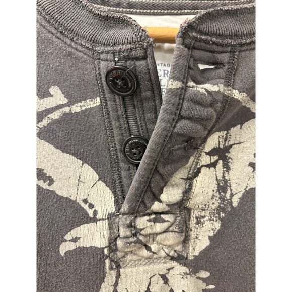 American Eagle Outfitters Vintage Fit Henley Sweatshirt Gray Men's Large - Picture 2 of 9